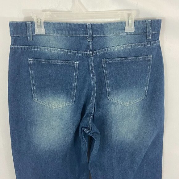 Misslook Women's  Floral Jeans Straight Leg High Rise Button Fly Sz L (34 x 31) - Picture 6 of 10